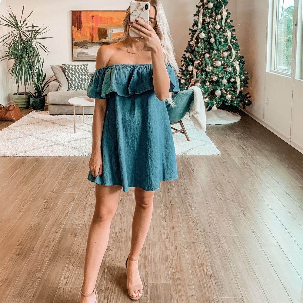 Tiger Mist Off the Shoulder Denim Dress Size S
